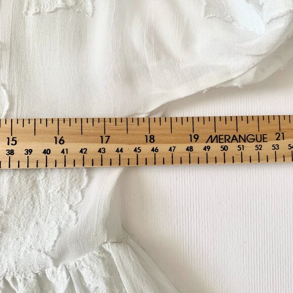 Wilfred Augustine Blouse Ruffled Peplum Cropped Sheer Floral Blouse Coquette - Picture 15 of 16